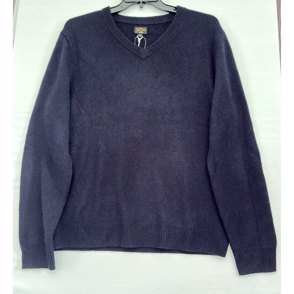 NEW J. Crew Mens Relaxed Navy mid-weight cashmere‎ V-neck sweater Large NwT